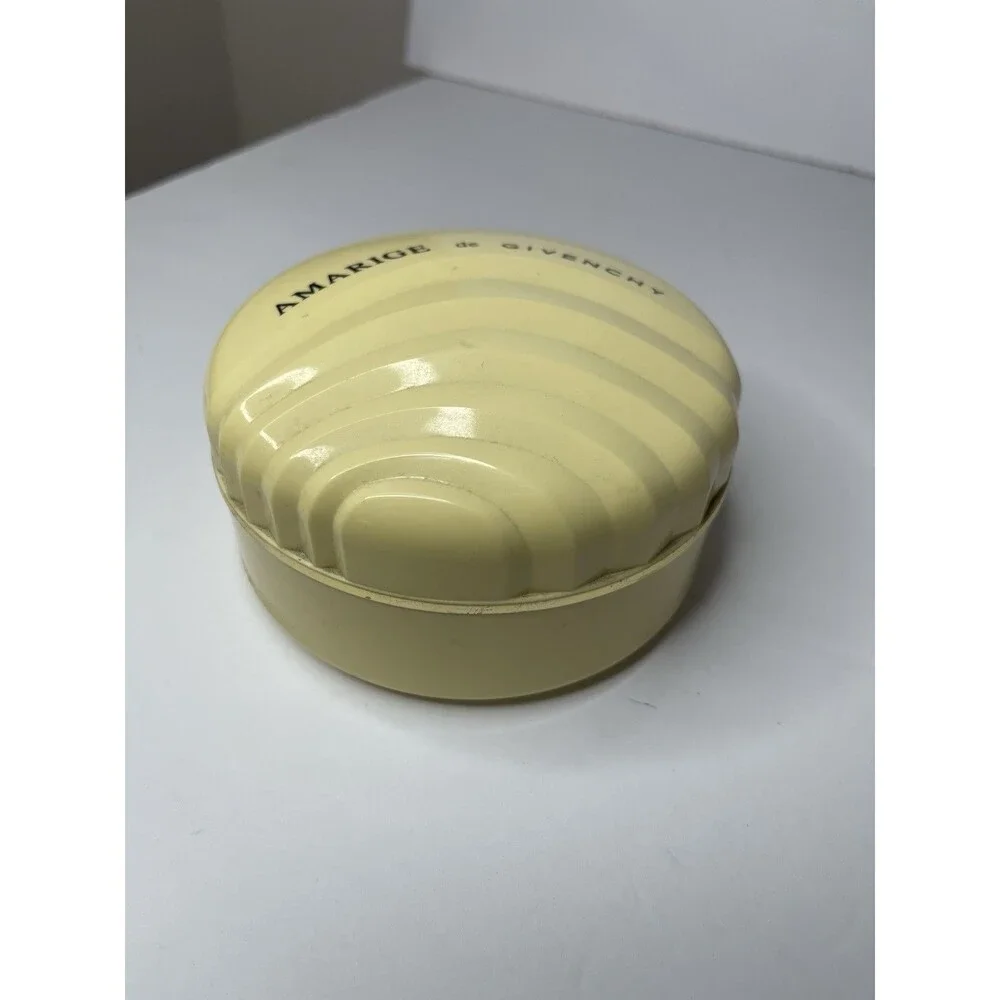 Amage De Givenchy 5oz Body Powder Container Only Vintage Butter Yellow Gold Rim